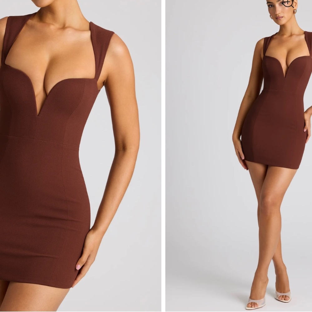 Heart Cut Out Mini Dress in Brown